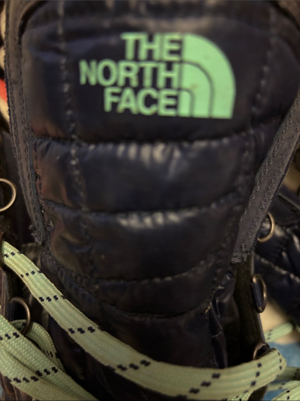 The North Face Navy Quilted purple suede Winter Boots with Mint Lace thermoball - Picture 3 of 12